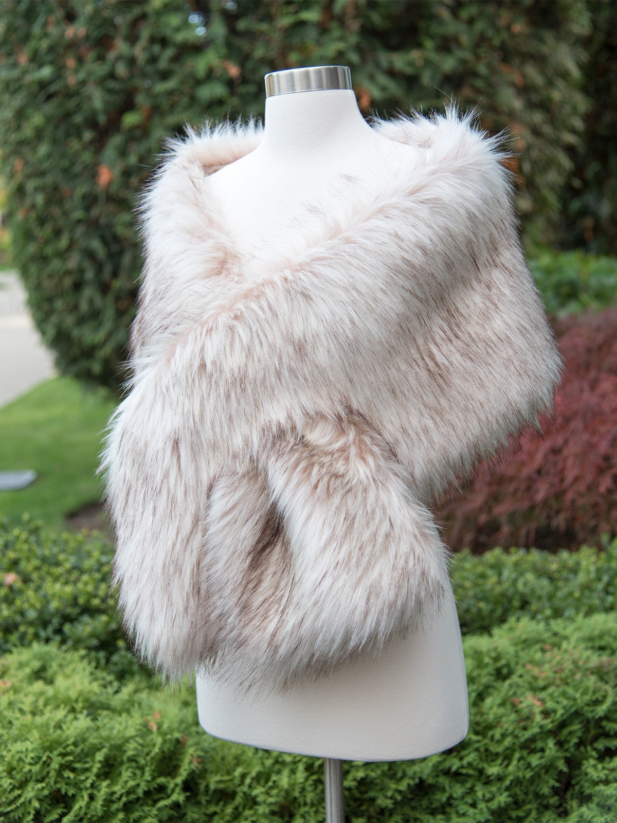 Women's Light Blush Faux Fur Wrap Bridal Evening Stole