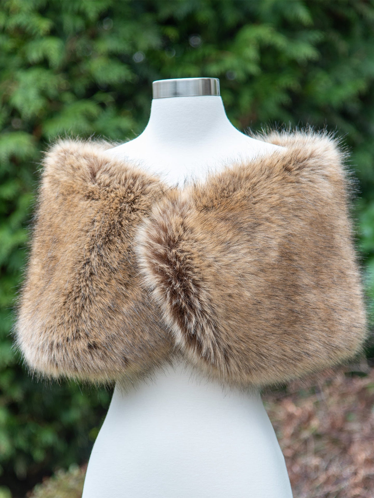Women's Brown Faux Fur Wrap Shawl Winter Evening Stole