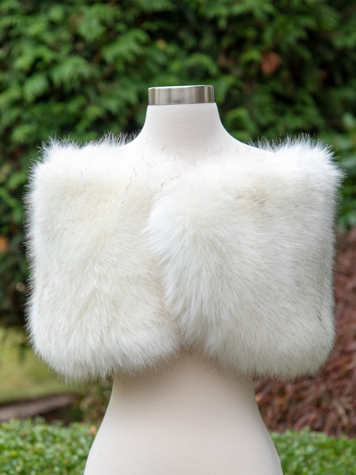 Women's Ivory Faux Fur Wrap Shawl Bridal Wedding Stole